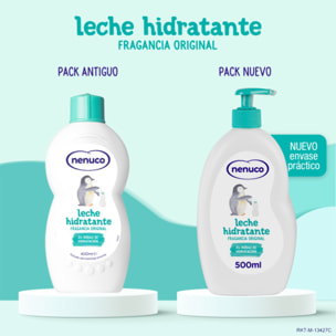 Nenuco Leche Hidratante para bebé, Fragancia Original, 24h de Hidratación, Pack 2x 500 ml