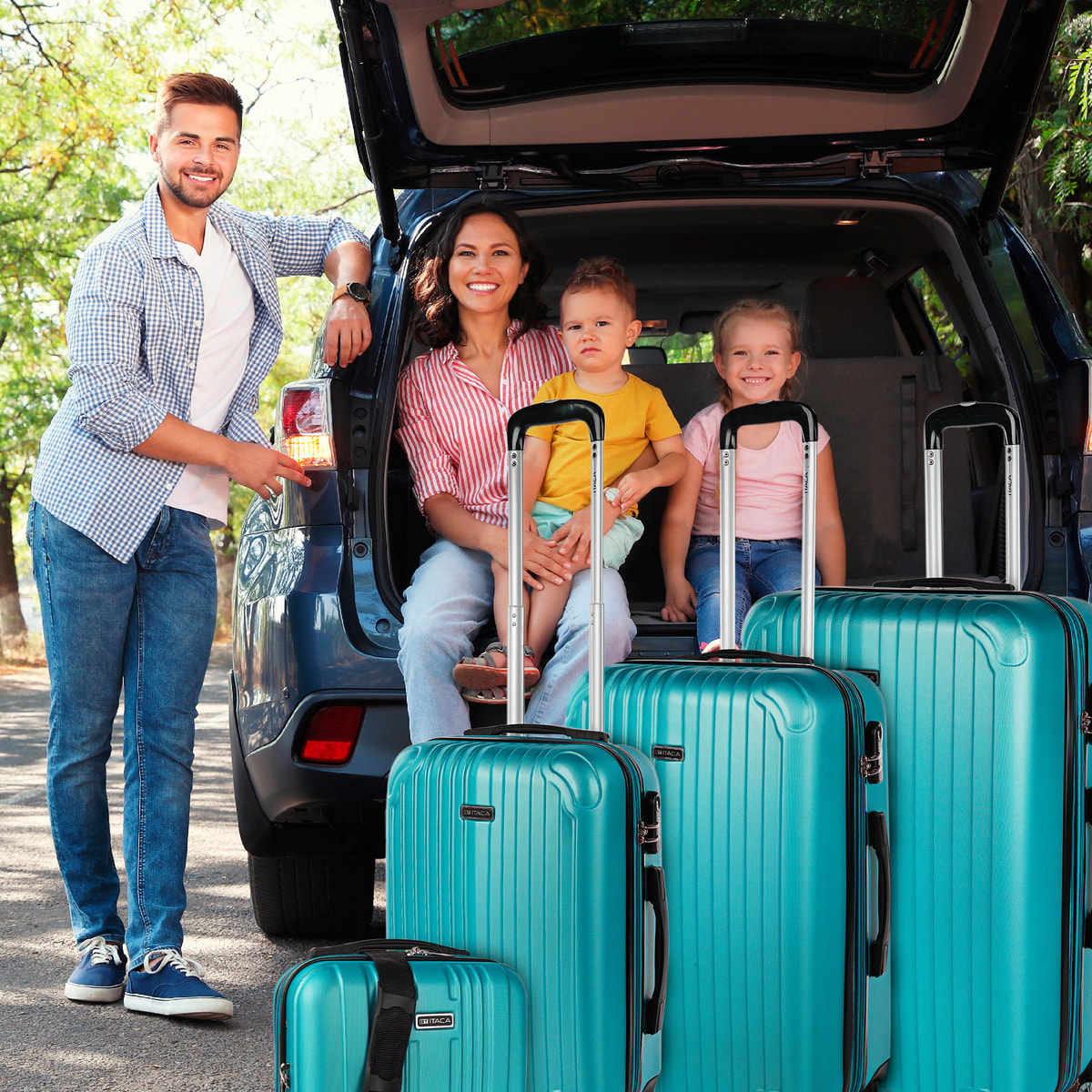 Juego De Maletas Rígidas Abs Itaca Sevron Verde Menta