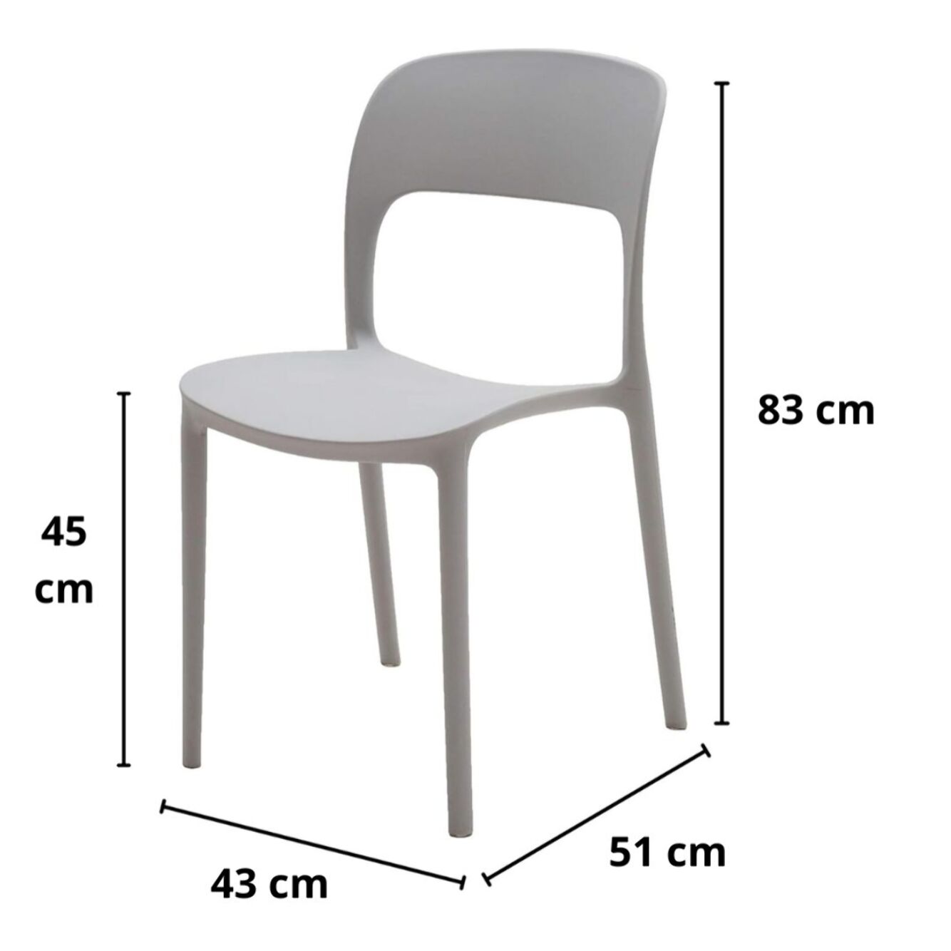 Set da 4 sedie SOUTH BEACH in polipropilene grigio