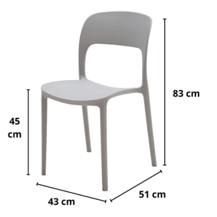 Set da 4 sedie SOUTH BEACH in polipropilene grigio