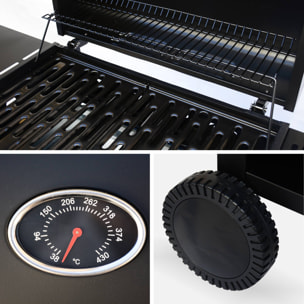 Barbecue gaz 4 brûleurs + 1 feu latéral avec roues, tablettes, thermomètre et housse TREVILLE 4 AVEC HOUSSE