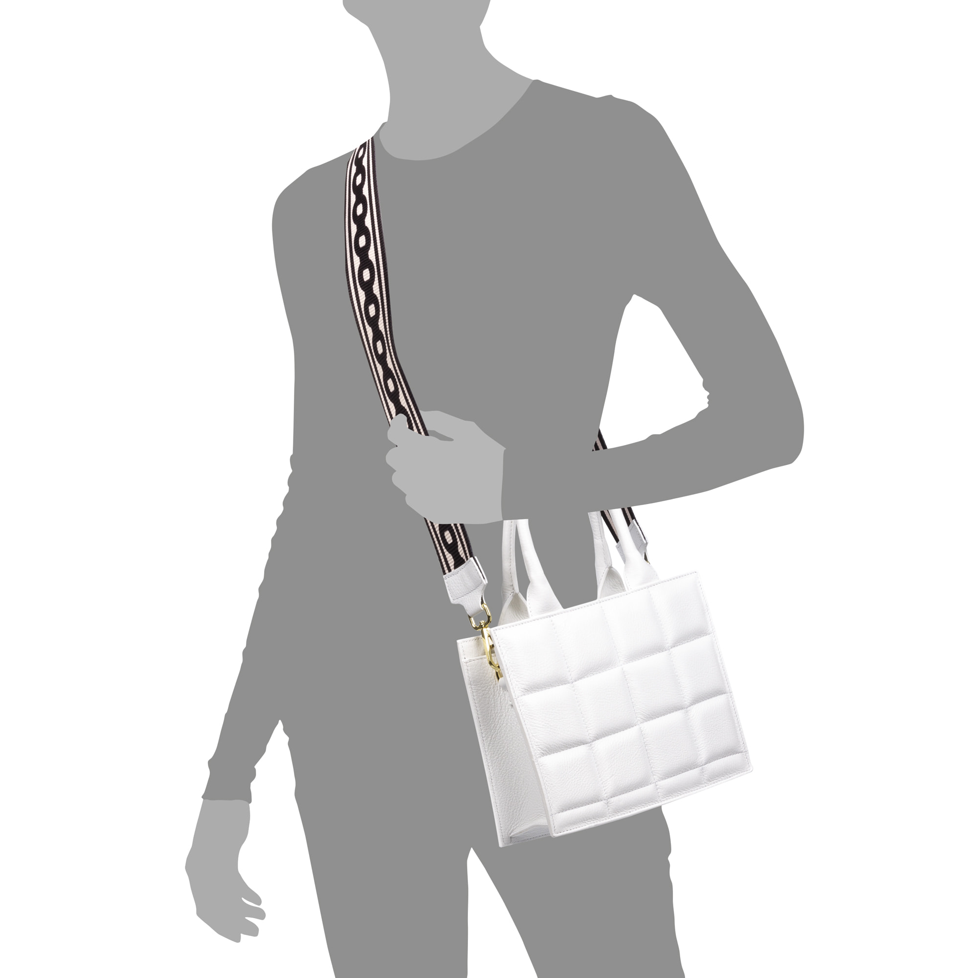 Albino borsa tote da donna. Pelle autentica finitura Dollaro trapuntata.