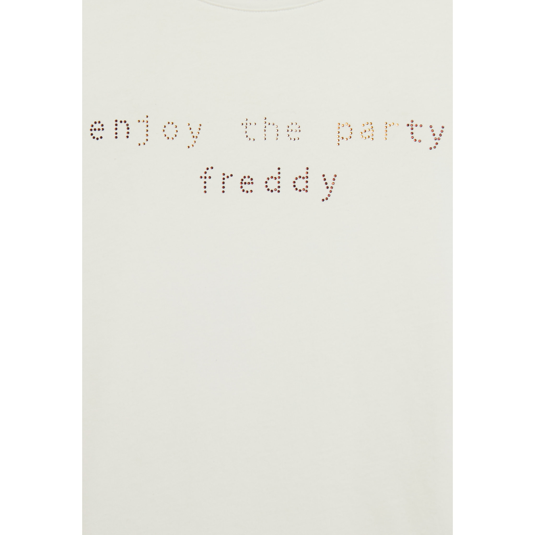 T-shirt con grafica “Enjoy the party” in strass