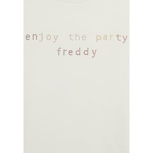 T-shirt con grafica “Enjoy the party” in strass