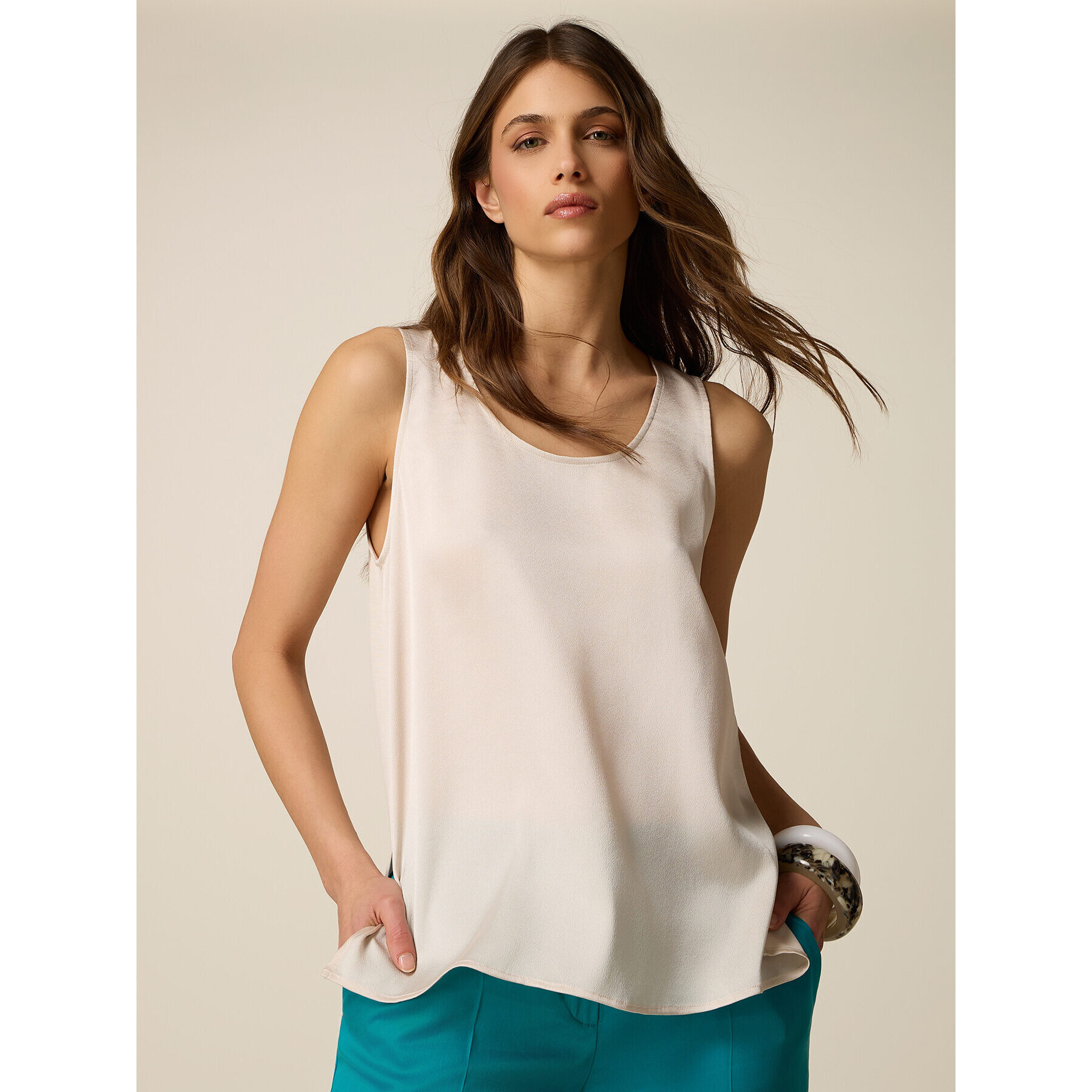 Oltre - Top bimaterico - Bianco