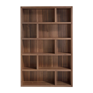 Estantería en madera chapada en nogal 126x25x197cm