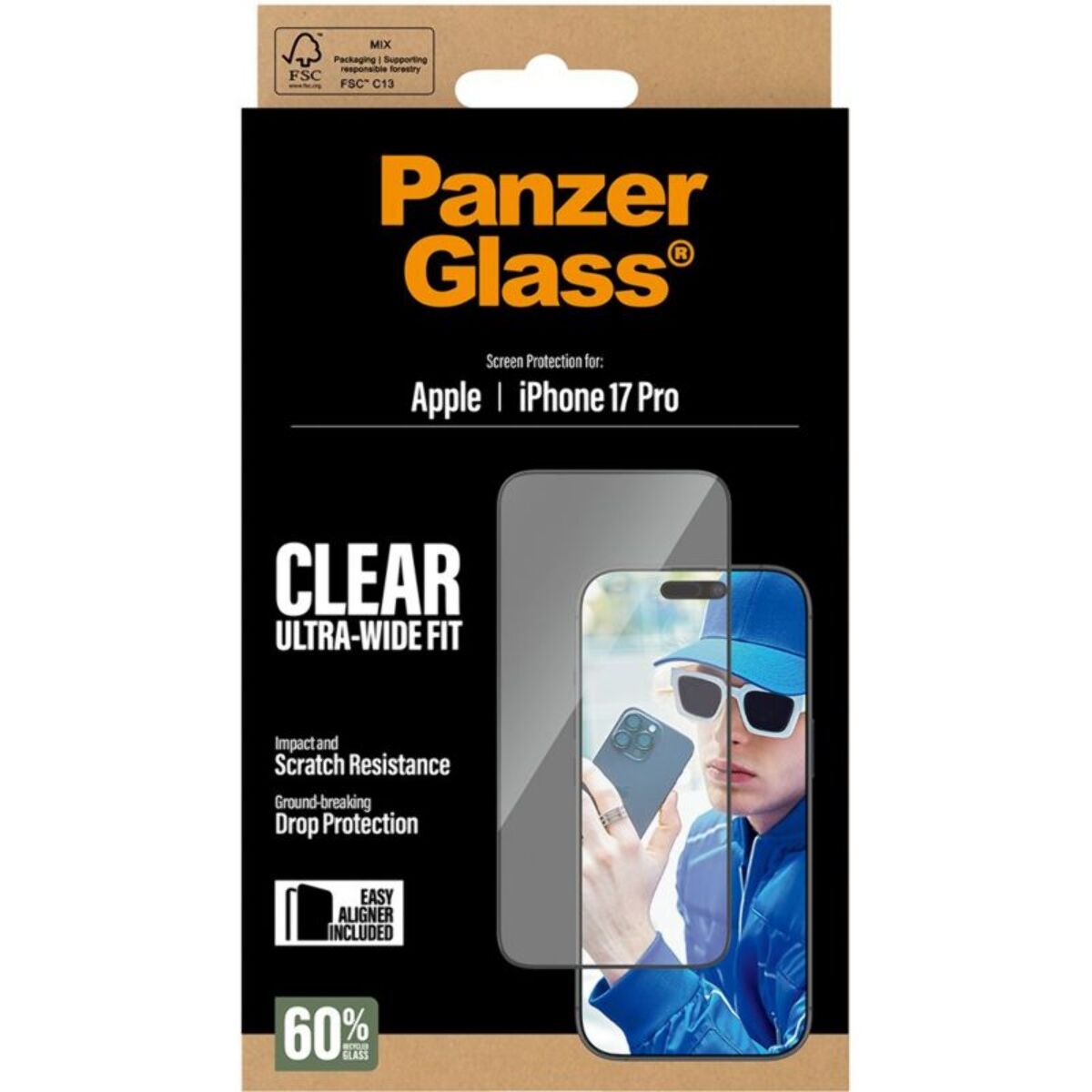 Protège écran PANZERGLASS iPhone 17 Pro verre trempé UWF