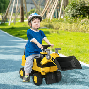 Tractor Correpasillos con Licencia Caterpillar Excavadora para Niños de 18 a 36 Meses con Pala Delantera y Bocina Carga 25 kg 78x29,5x54 cm Amarillo