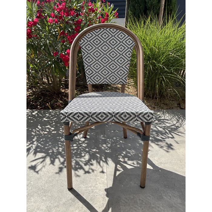 BISTRO - Fauteuil de jardin empilable en aluminium - bleu