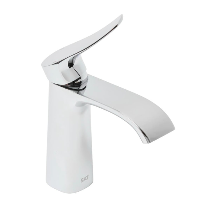 set mitigeur lavabo avec bec cascade + mitigeur cuisine, douchette extractible et bras pivotant, chrome (SATINFBSDBS271)