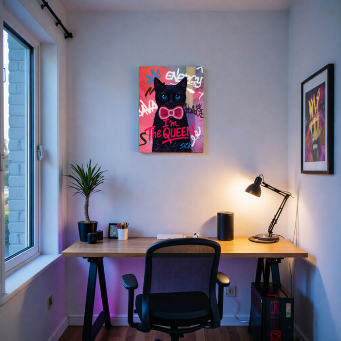 Tableau Lumineux - HOME DECO FACTORY - Chat - LED - Multicolore