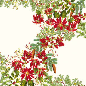 Nappe anti tache pur coton imprimé Poinsettias vintage