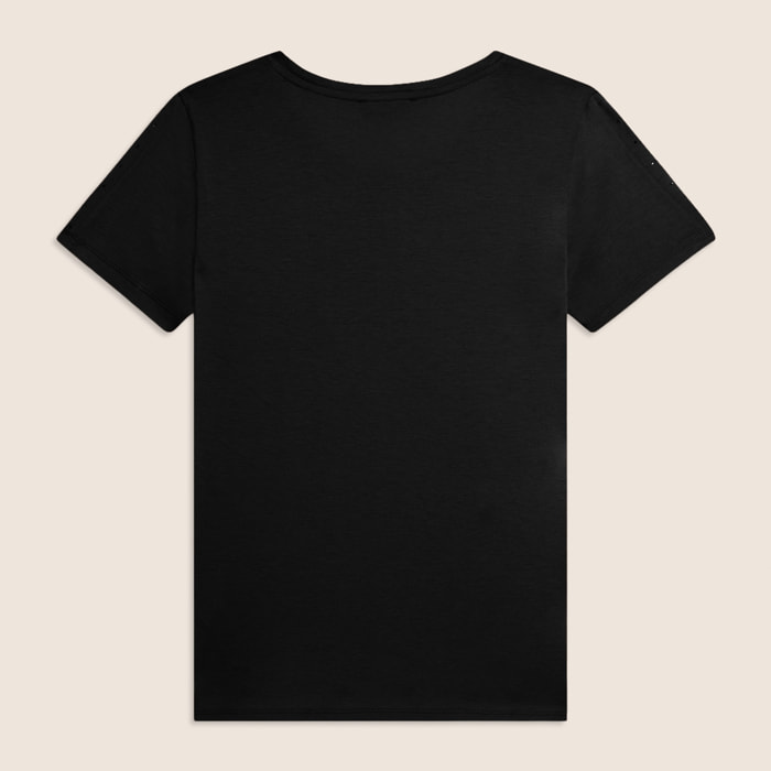 T-shirt manica corta con dettaglio cut out e strass