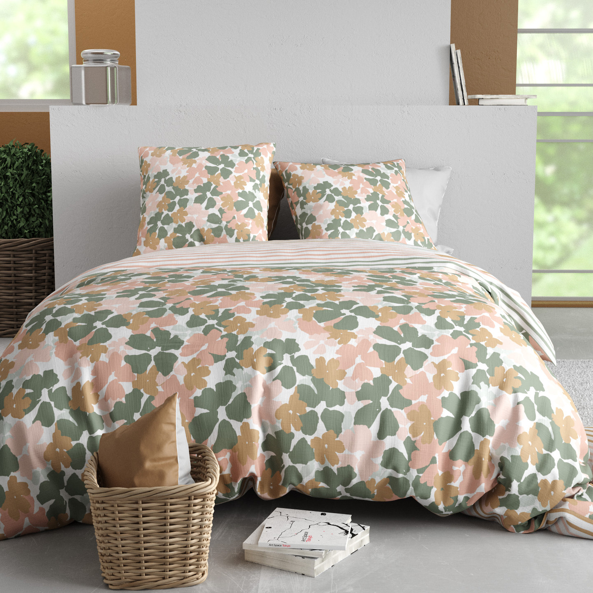 Parure Housse De Couette 3pcs 100% Coton 57 Fils MADERE