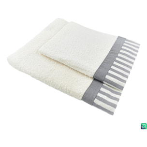 Set Spugna AMALFI 2 Pezzi: Viso+Ospite - Bianco - 450 gr/m² - Puro Cotone