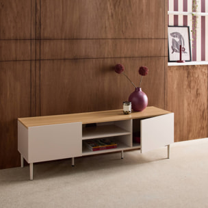 Meuble TV métal et décor bois 2 portes 140cm ASHTON