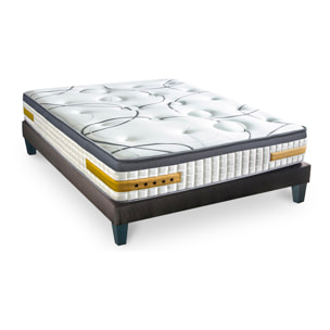 Ensemble Matelas Copenhague & Sommier KIT15, 24 cm, Technologie tri-lattes, Soutien Ferme, Aération Optimale