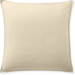 Paire de Taies d'oreiller avec volant 100% percale de coton lavé écru