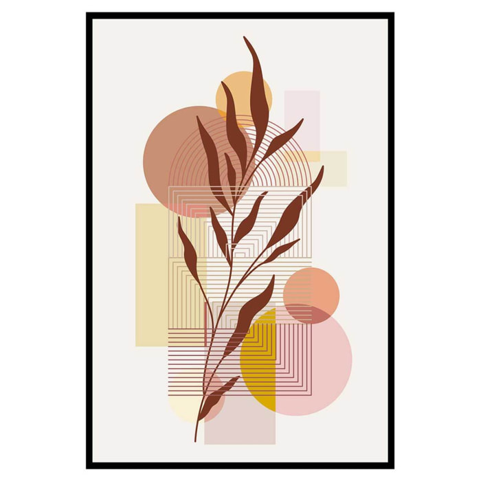 Affiche encadrée végétale géométrique tons terre Affiche + cadre en métal - Noir