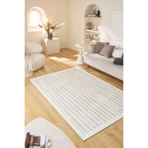 GREGE - Tapis lavable motif rayure - Beige