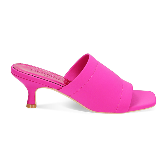 Mules Open Toe fucsia in tessuto
