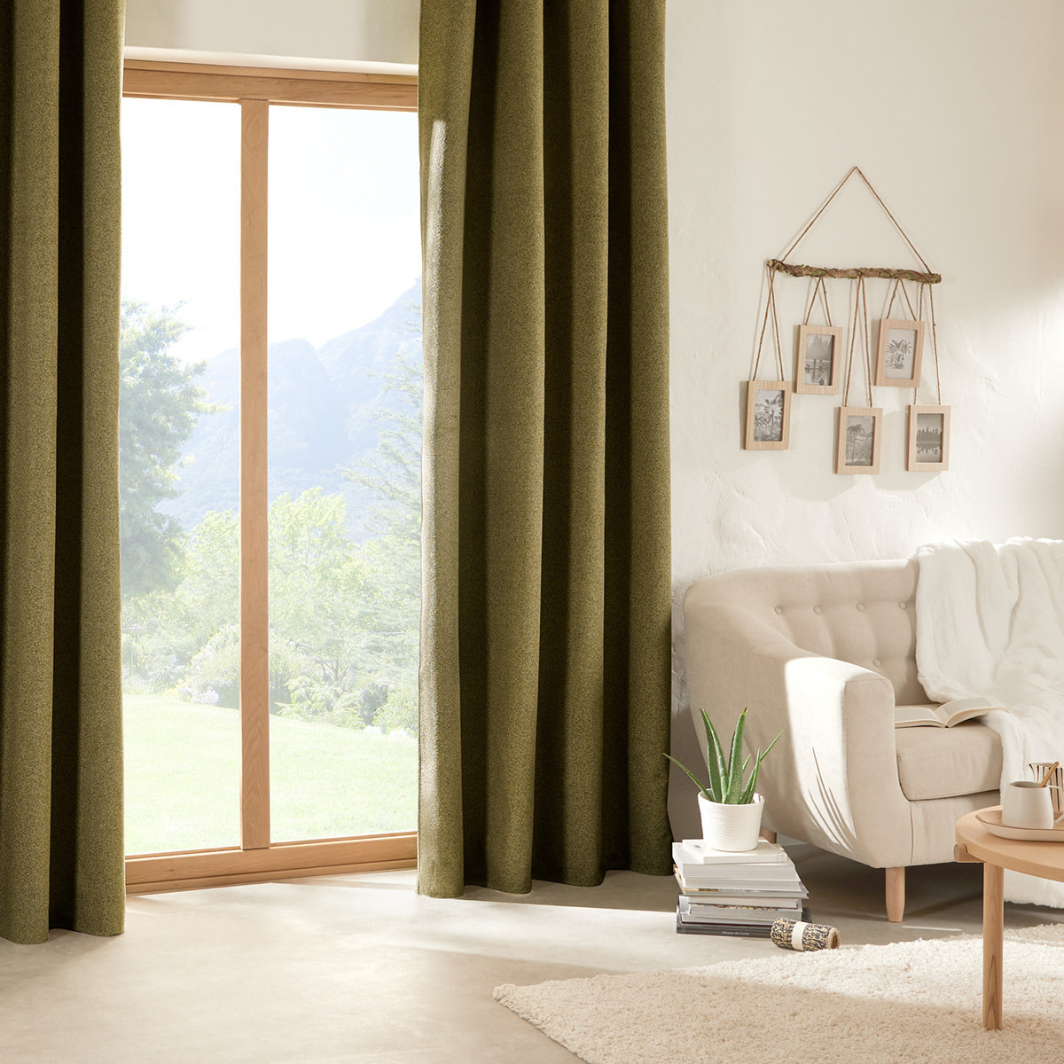 Rideau isolant occultant Soana vert kaki 140x260cm