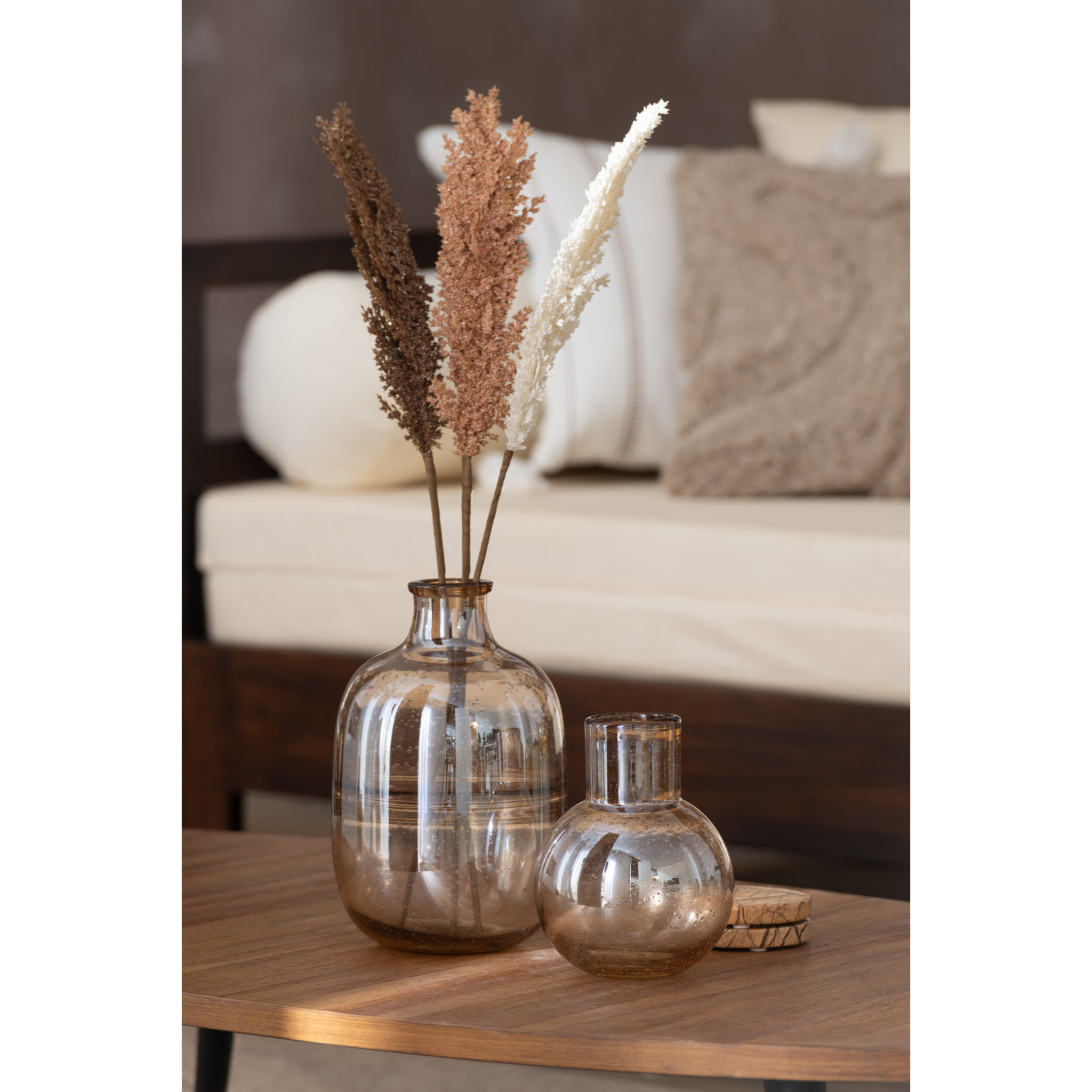 J-Line Vase Boule Goulot Verre Ambre Small