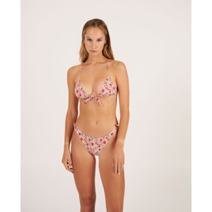 Braga de bikini clásica con lazos y estampado de flores