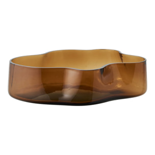 Vassoio in vetro fumé marrone con bordi ondulati 29,5x24 cm