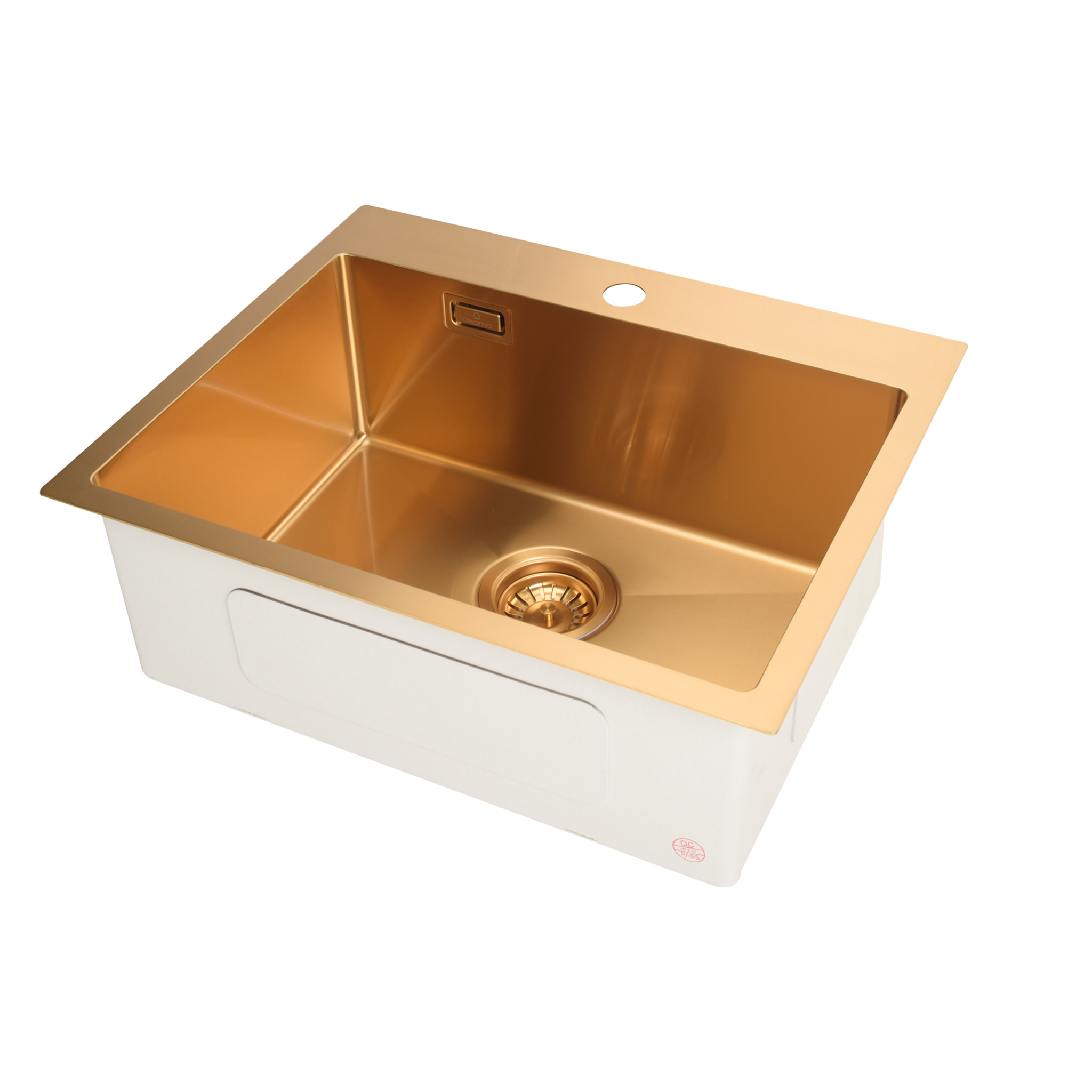 Timeless Évier de cuisine encastrable inox 304, 1 bac , 55x45x21 cm, Or brossé PVD