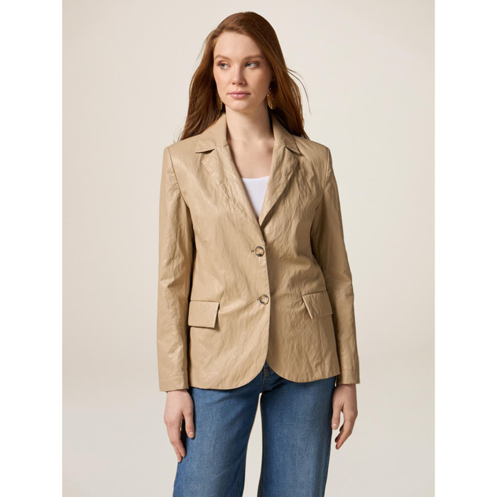 Oltre - Blazer i tesstuo strpicciato - Beige