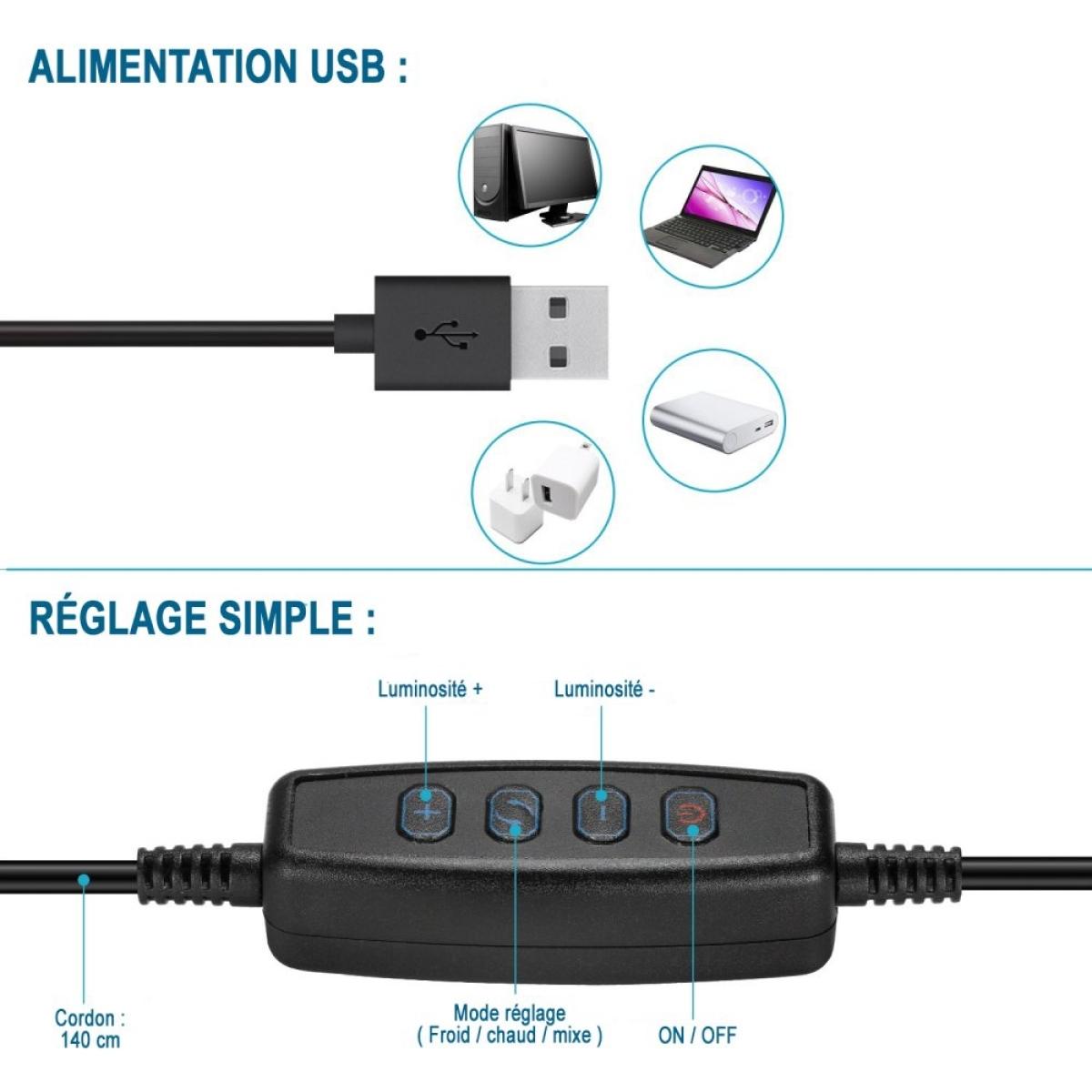 Support bureau pour téléphone avec anneau lumineux