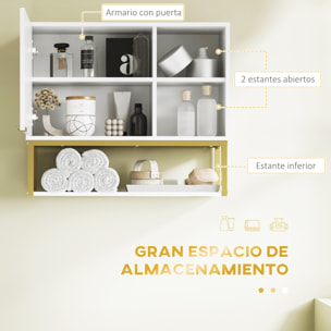 Armario de Pared para Baño Armario Colgante de Baño con Puerta Estante Ajustable y Almacenamiento Inferior para Pasillo Cocina Salón 60x20x51 cm Blanco