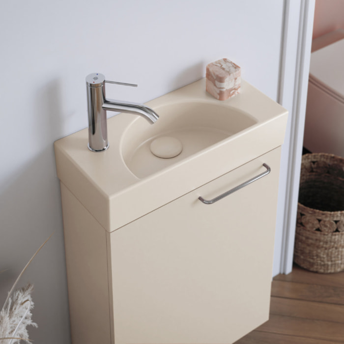 Lave-mains compact 50 cm Odéon Rive Gauche 1 trou de robinetterie à gauche lin satiné