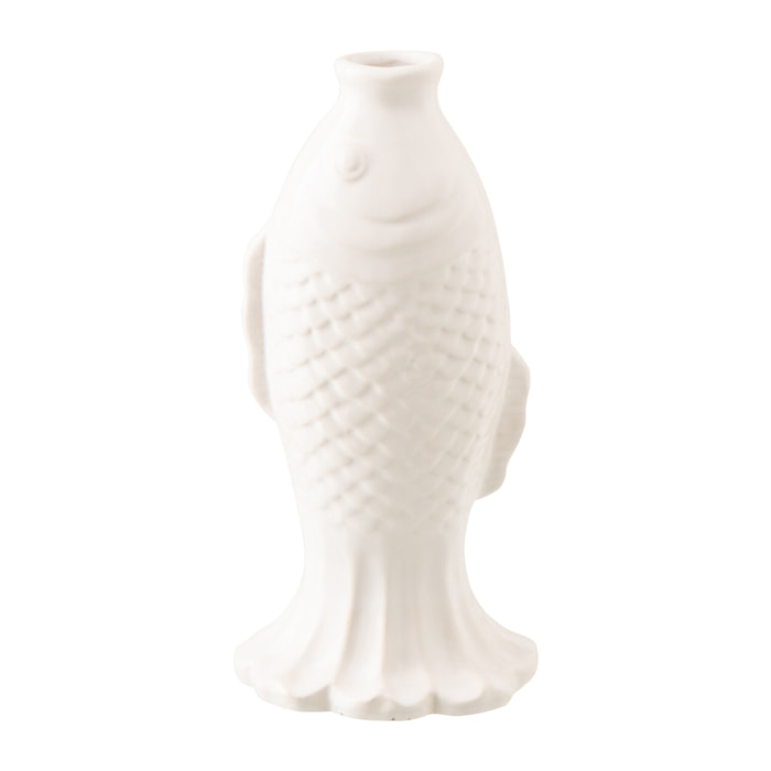 J-Line Vase Soliflore Poisson Long - grès - blanc