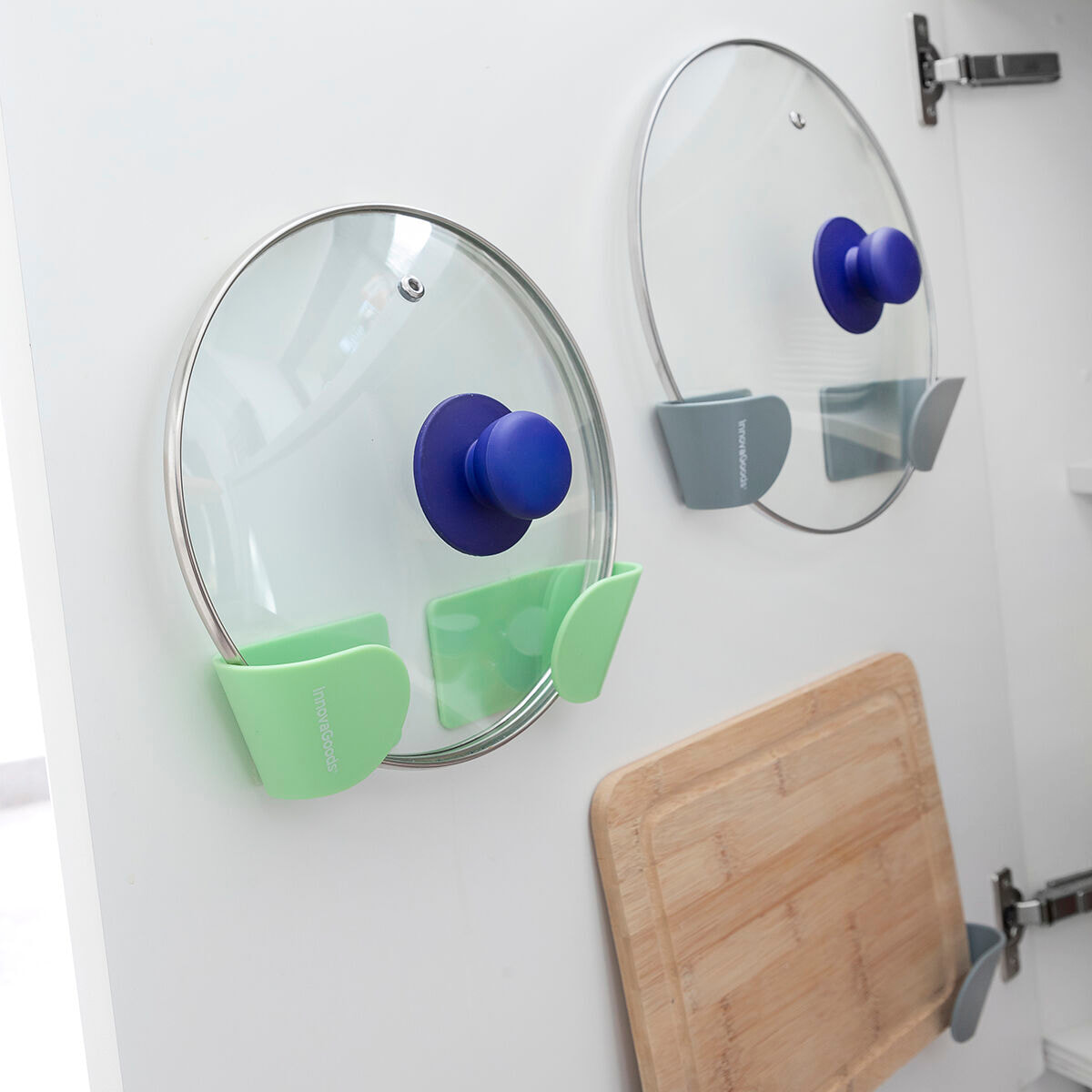 Pack Set de 3 Soportes Adhesivos para Tapas de Cocina y Organizador de Especias Adhesivo y Divisible y Recipientes de Cocina Adh