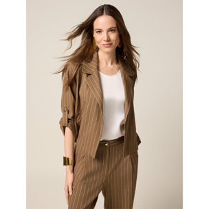 Oltre - Chaqueta desestructurada mezcla de lino - Verde militare