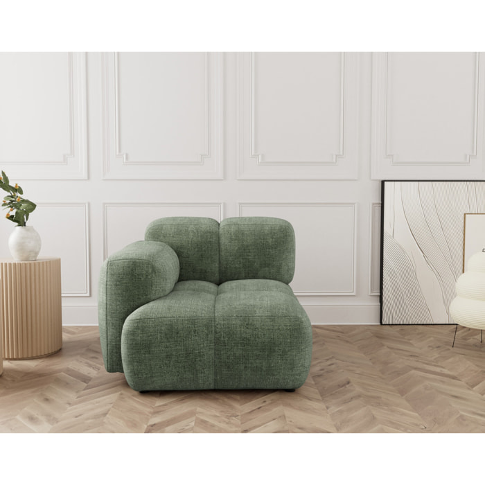 Grace - module d'assise gauche en velours texturé - Vert sauge
