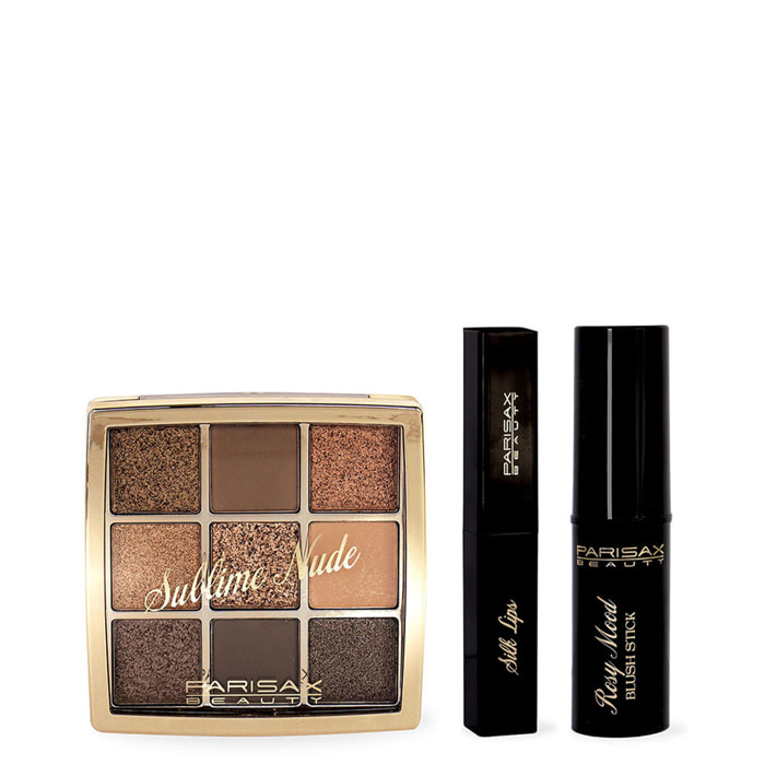 Magic Beauty - Coffret Palette Ombres à Paupière + Rouge à Lèvres + Blush Stick + Pochette