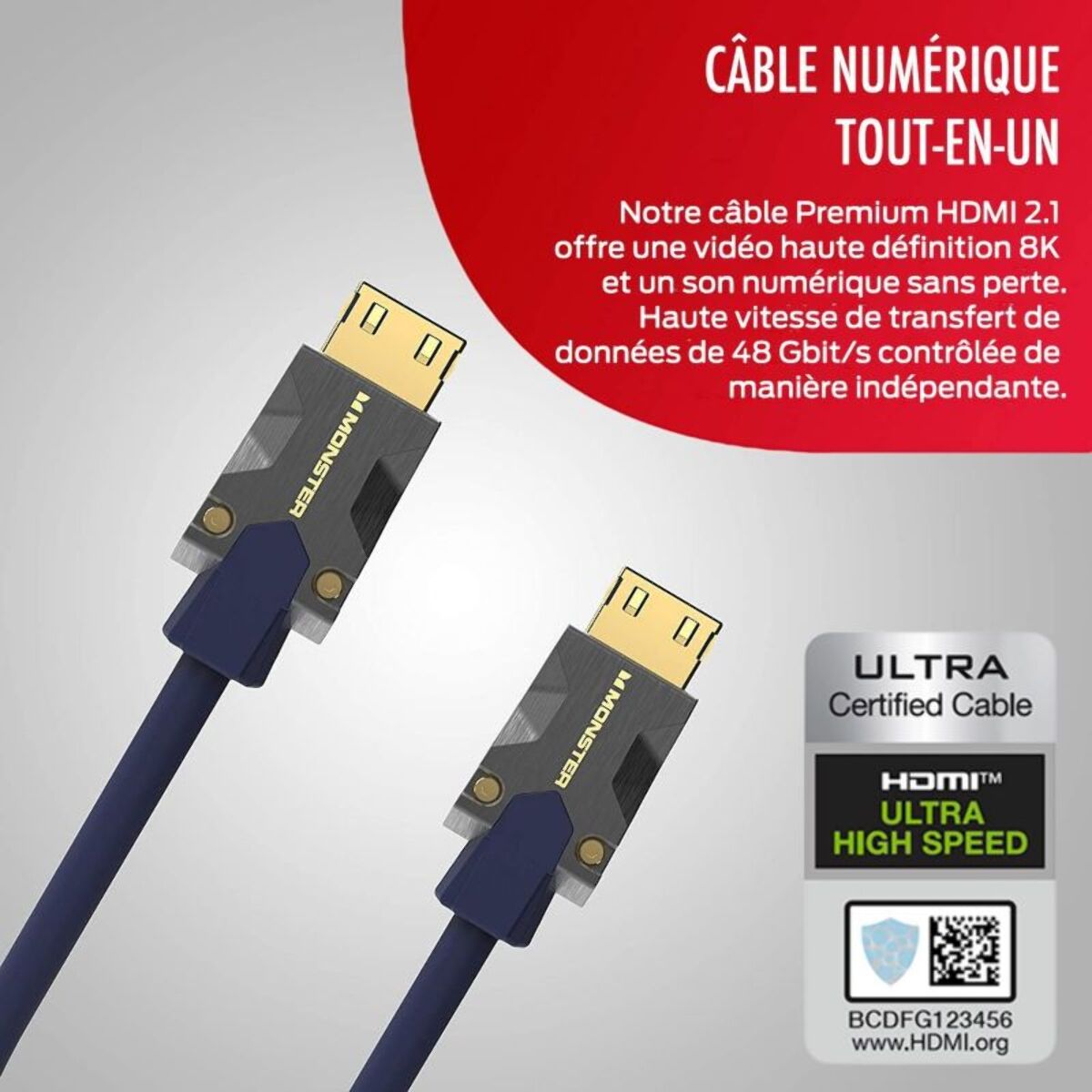 Câble HDMI MONSTERCABLE M3000 UHD 8K DOLBY VISION HDR 48GBPS 3M