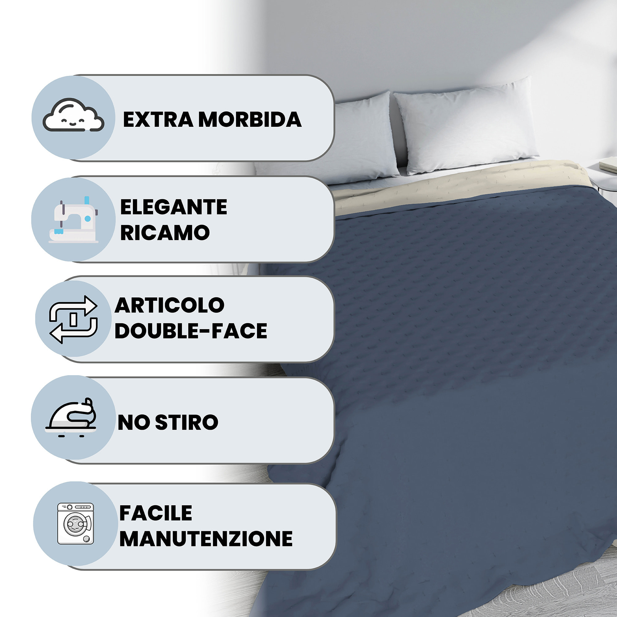 TRAPUNTINO WATER WASHED - 100% Microfibra