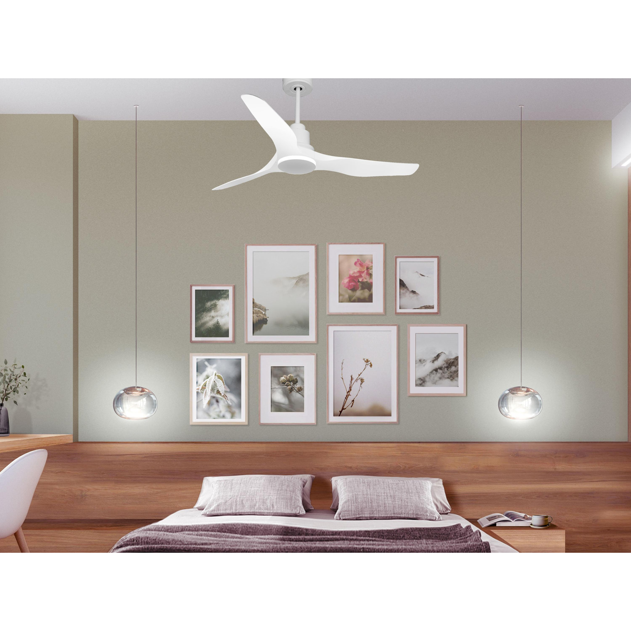 Ventilador de techo Reversible Termostato Vendible Pais Wifi Motor DC Techos Inclinados Mando a Distancia Adaptador 2/3 Aspas Hypersilence Memoria ThassosD127C0466675 PURLINE