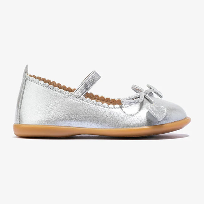 Bailarinas metalizadas plateadas para bebé