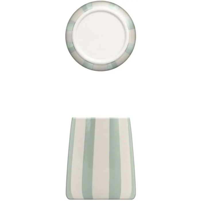 Porte-brosse à dents Strio rayures vert céladon H10cm