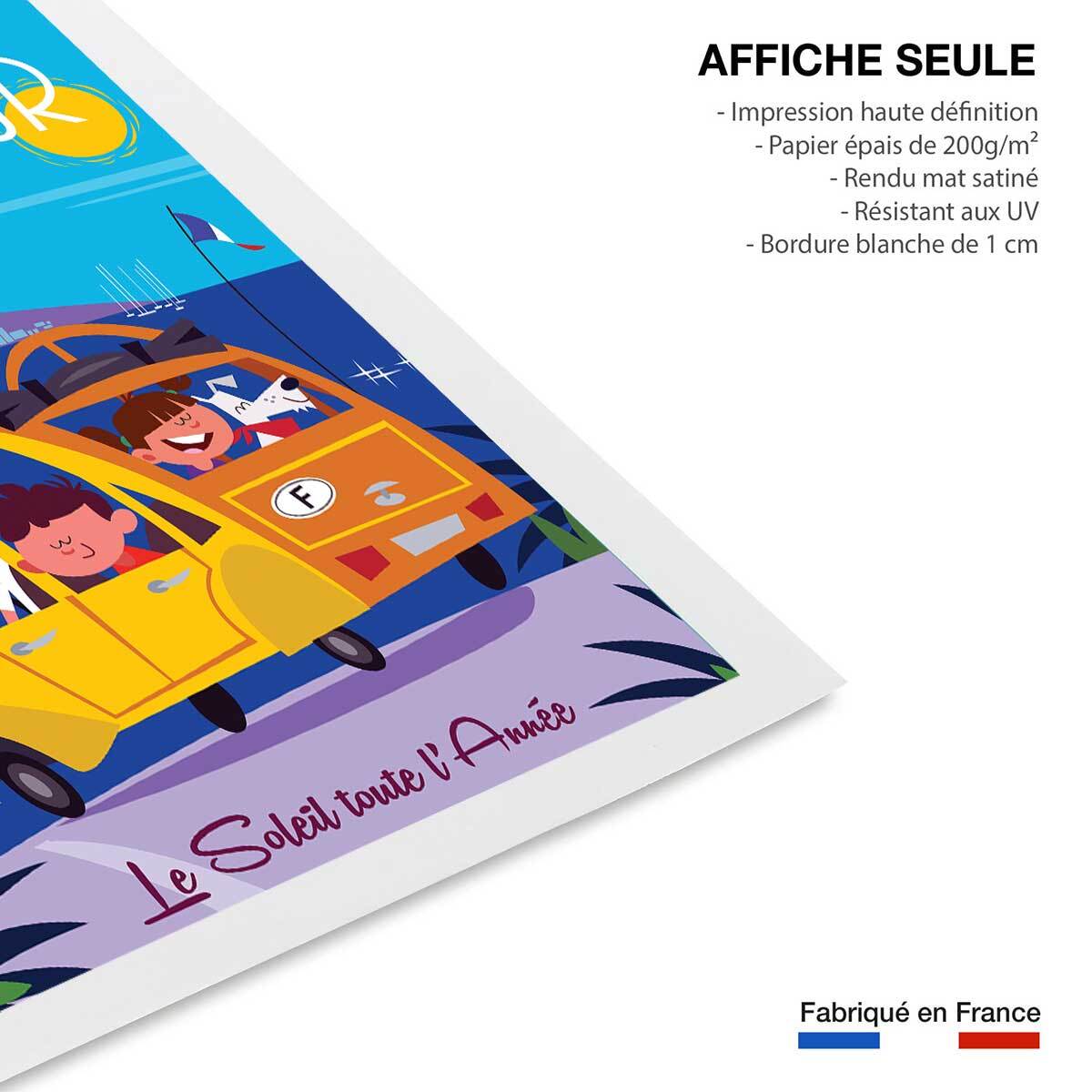 Poster retro le soleil de la cote d'azur Affiche seule