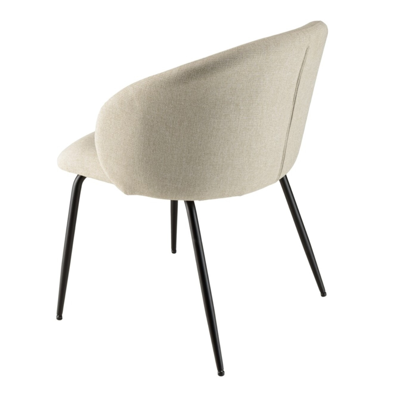TOM - Lot de 2 chaises tissu écru dossier arrondi pieds acier noir