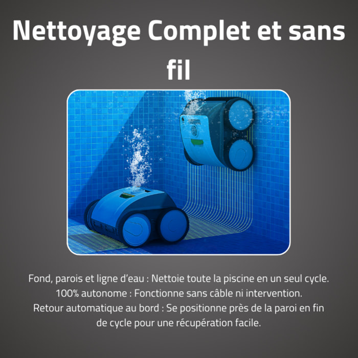 Bestway Robot piscine sans fil Diamond nettoyage fond et parois 32 m² max