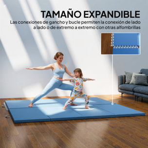 Colchoneta Gimnasia Plegable de Grosor 5 cm, Tapete de Ejercicio, 240x120x5 cm, con Asas de Transporte, Esterilla de Gimnasia para Yoga, MMA, Aeróbic, Artes Marciales, Azul Claro