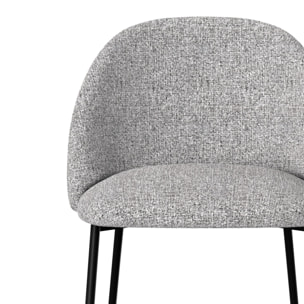 Lot de 2 chaises pour îlot central 66 cm en tissu chiné gris clair - Karl