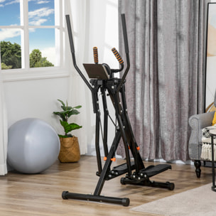 Bicicleta Elíptica Máquina de Step con Pantalla LCD Resistencia Ajustable Sensor de Frecuencia Cardíaca y Ruedas para Entrenamiento en Casa Gimnasia 90x62x150 cm Negro